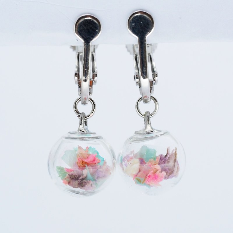 OMYWAY Handmade Dried Flower - Glass Globe - Earrings 1cm - Necklaces - Glass Pink