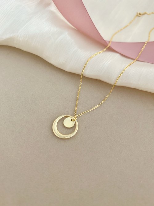 The Moon 牧光質感飾品 【精緻禮盒】日月金色項鍊 18KGF-相遇 #幾何 層次 氣質