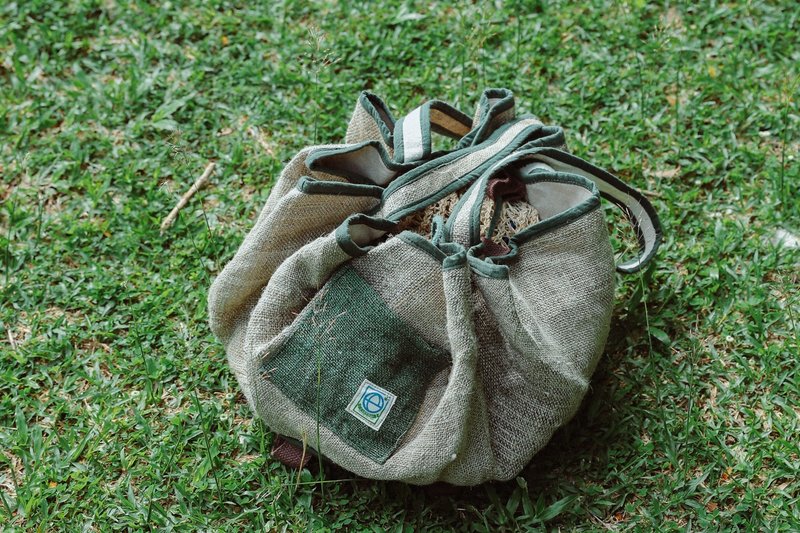 EARTH.er - HEMP DAILY Collection - Picnic Bag - กระเป๋าถือ - ผ้าฝ้าย/ผ้าลินิน สีกากี