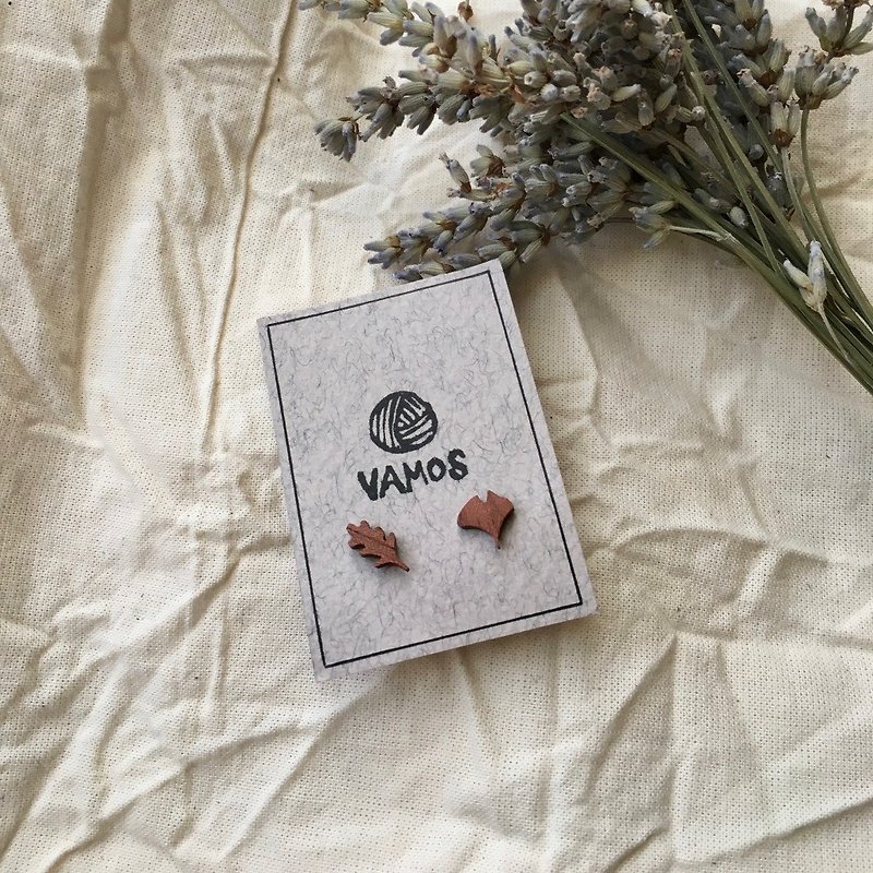 [Oak Leaf and Ginkgo Leaf] Handmade Log Limited Handmade Jewelry Sterling Silver Ear Pin Valentine’s Day Gift