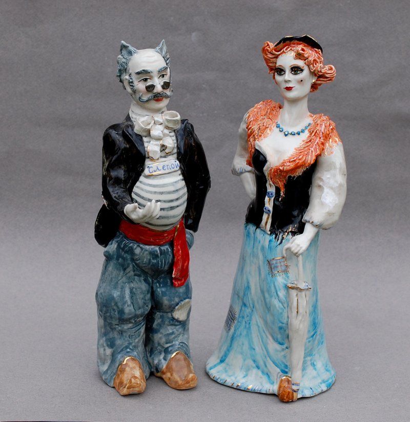 Ceramic sculptures Man and woman Artists Figurine Porcelain art dolls Fairy tale - 公仔/玩偶 - 瓷 多色