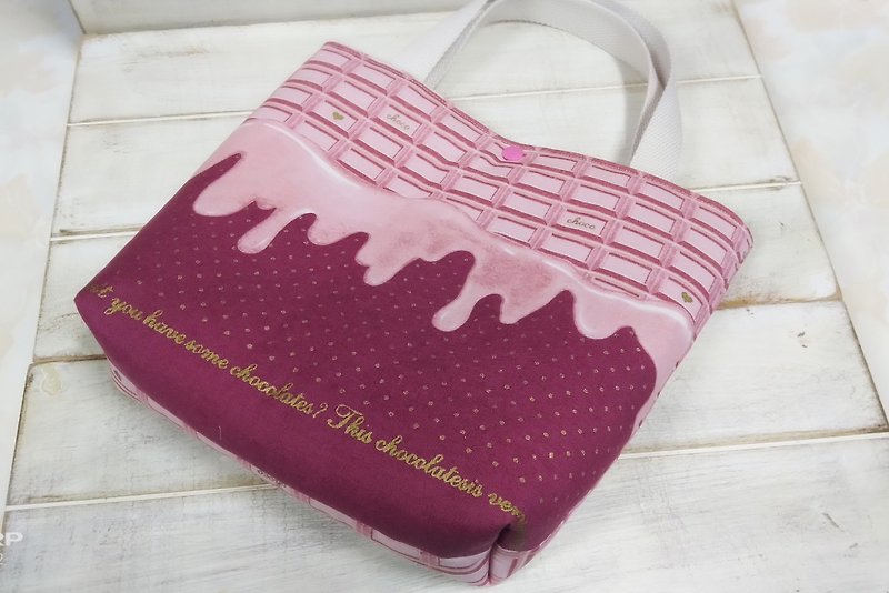 Strawberry Chocolate Tote - Handbags & Totes - Cotton & Hemp Pink