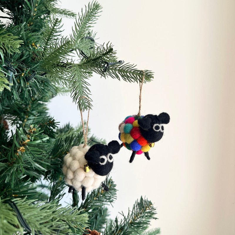 Christmas tree ornaments 2 sets sheep ball sheep Christmas ornaments Christmas decoration - Items for Display - Wool 