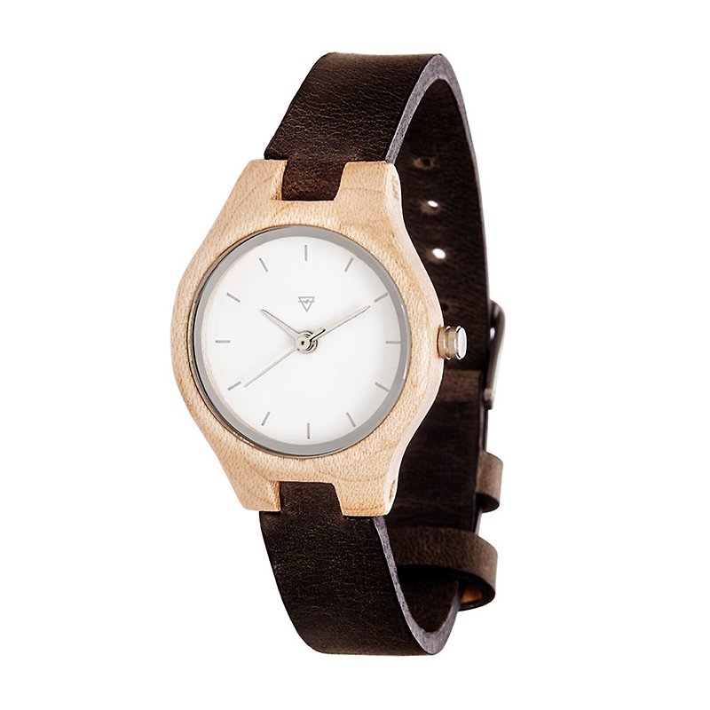 KERBHOLZ-Wood Watch-ADELHEID-Maple-Belt-Carbon Black (female) (25mm) - นาฬิกาผู้หญิง - ไม้ สีนำ้ตาล
