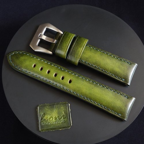 Leoni handmade 沛納海的綠色表帶 PAM風格的表帶 橄欖色的表帶