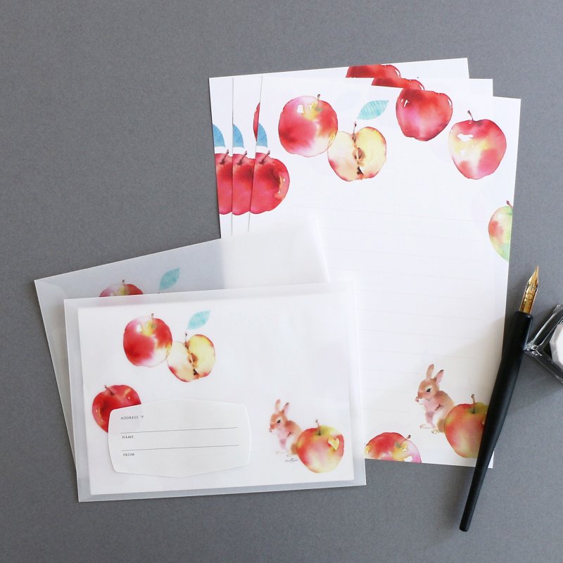 Apple and rabbit letter set - Envelopes & Letter Paper - Paper Red