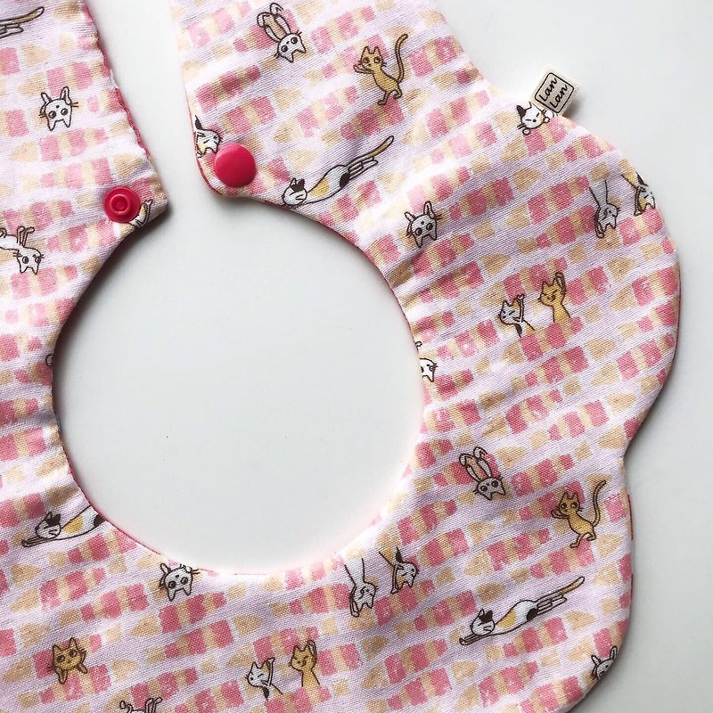 Baby flower style pocket - lazy cat - ผ้ากันเปื้อน - ผ้าฝ้าย/ผ้าลินิน 