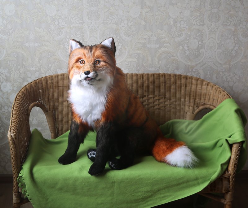 Fox realistic plush toy. Ooak doll.Collectible animal toy by photo - 公仔/玩偶 - 其他材質 橘色