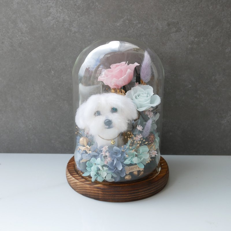 Customized Maltese Wool Felt Everlasting Flower Clock - Stuffed Dolls & Figurines - Wool Pink