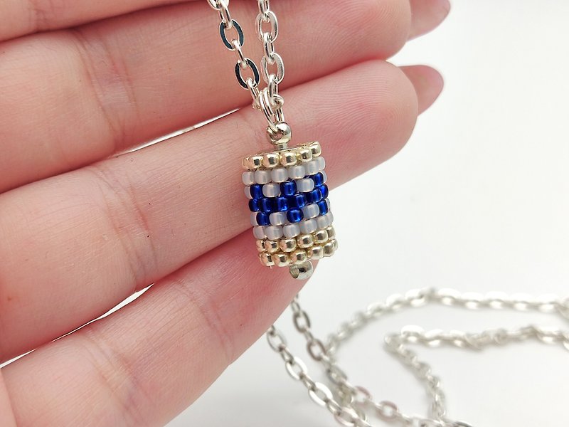 手作DIY, Full kit dainty pendant, Necklace tutorial, 材料都幫你準備好了, 簡單易操作, DIY材料包 - Knitting, Embroidery, Felted Wool & Sewing - Glass Blue