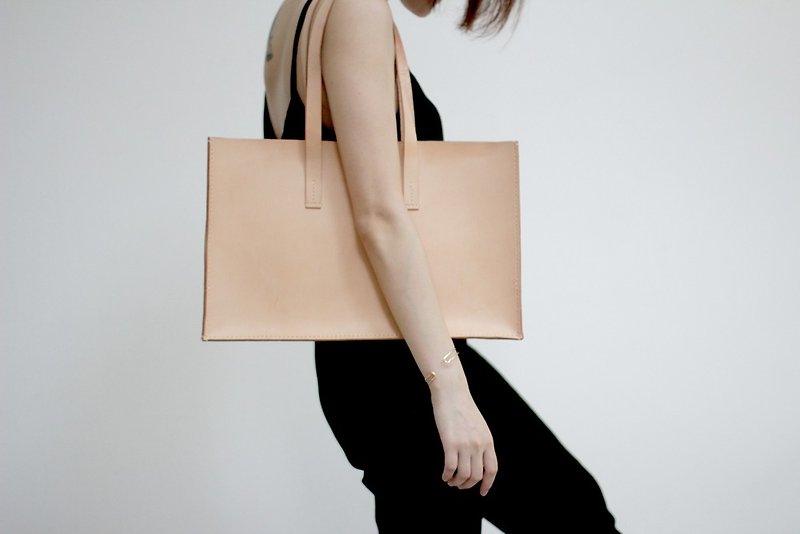 Tote Bag (L) - Natural - 側背包/斜背包 - 真皮 咖啡色