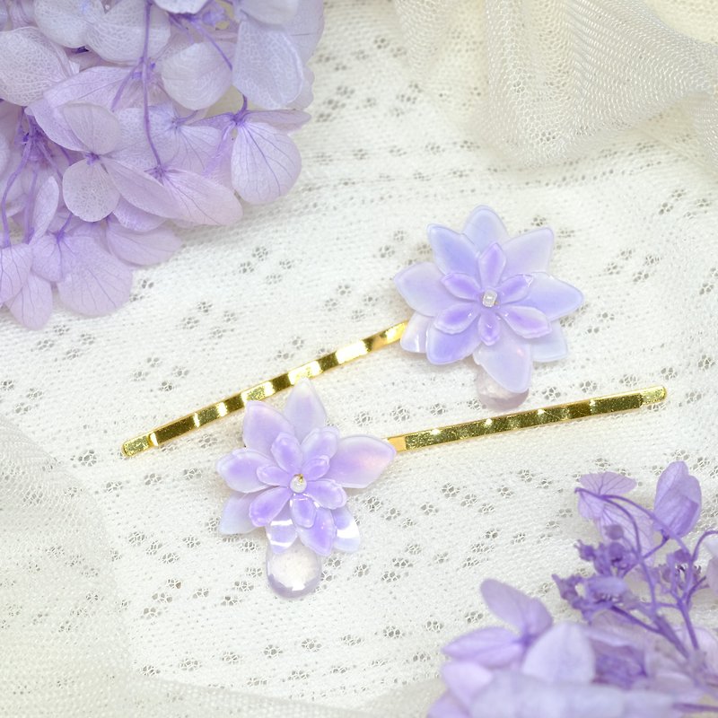 Hydrangea hairpin -lavender-【Kaleidoscope・Solitary】 - Hair Accessories - Resin Purple