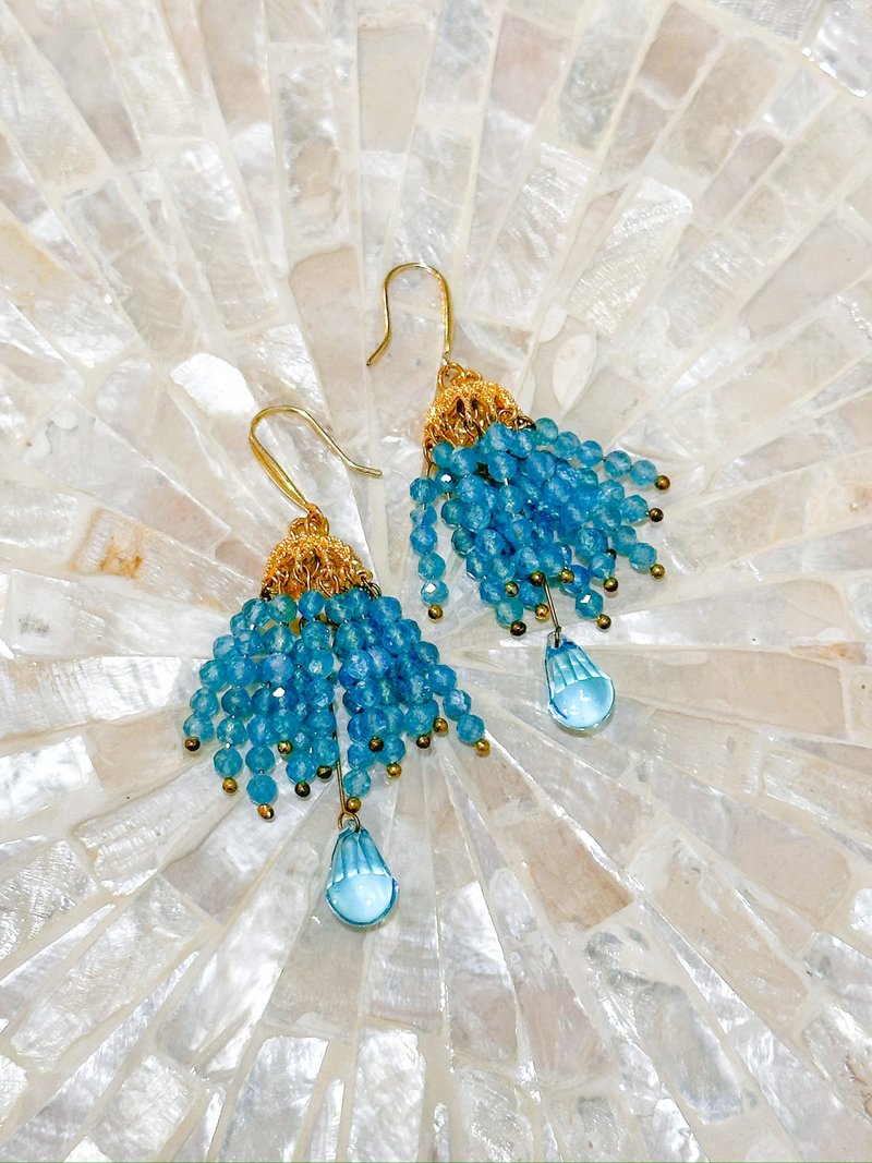 天然石系列——波斯灣之夏・鑽切天河石燈籠耳環 - 耳環/耳夾 - 半寶石 綠色