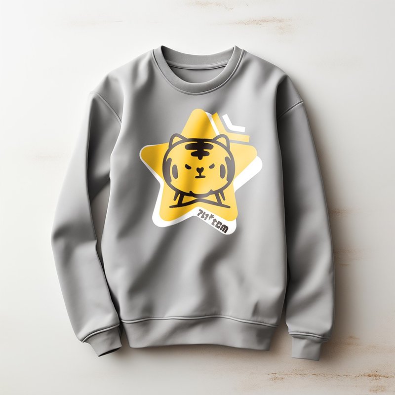 Tiger X Li Hao X Star X Loose X University T - Unisex Hoodies & T-Shirts - Cotton & Hemp Gray