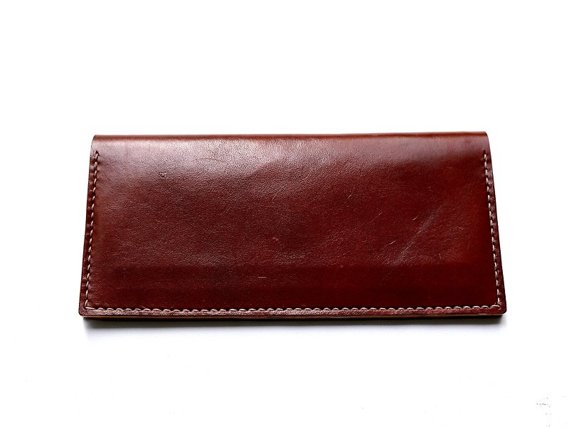 Handmade leather simple neutral long clip - กระเป๋าใส่เหรียญ - หนังแท้ 