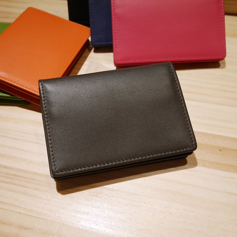 Classic Business Card Holder - Dark Coffee - Card Holders & Cases - Genuine Leather Brown