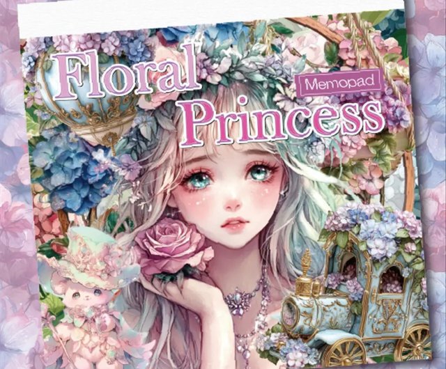 Floral Princess 箔押しメモパッド薔薇と紫陽花の幻想曲nene