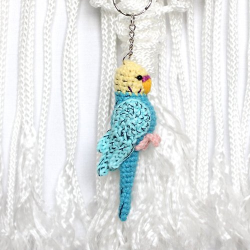 ZiminaDoll Keychain budgie crochet toy Parrot bag ornament Realistic budgerigar toy