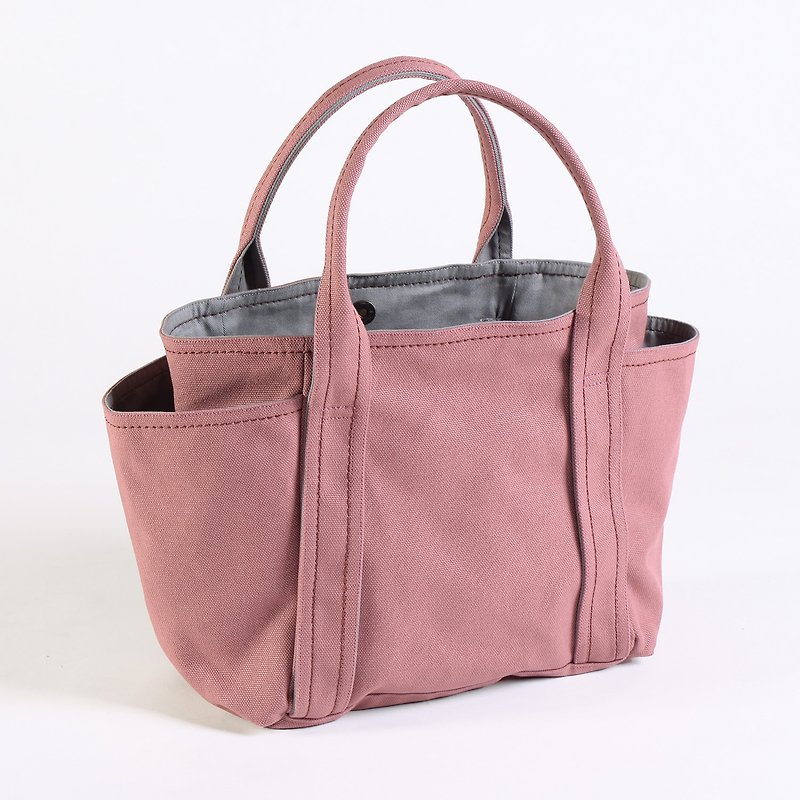 磁釦式-帆布萬用手提包-乾燥玫瑰色(小型) - 手提包/手提袋 - 棉．麻 粉紅色