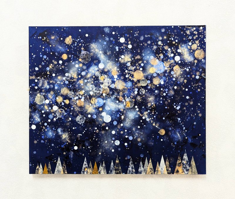 星と森F８号　アクリル原画 - 海報/掛畫/掛布 - 紙 藍色