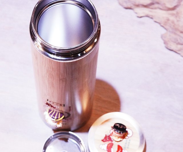 Bamboo Tumbler Vacuum Insulated Stainless Steel Thermos with Tea