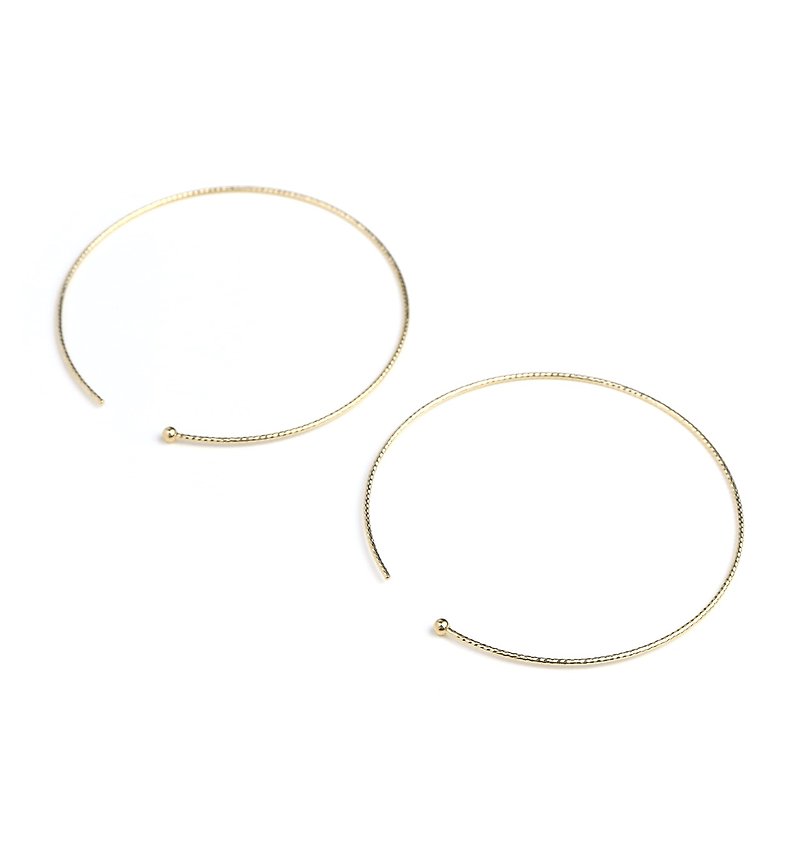โลหะ ต่างหู สีทอง - [Made in Japan] K10YG (10K Yellow Gold) Cut Hoop Earrings 40mm x 0.7mm [Pair]