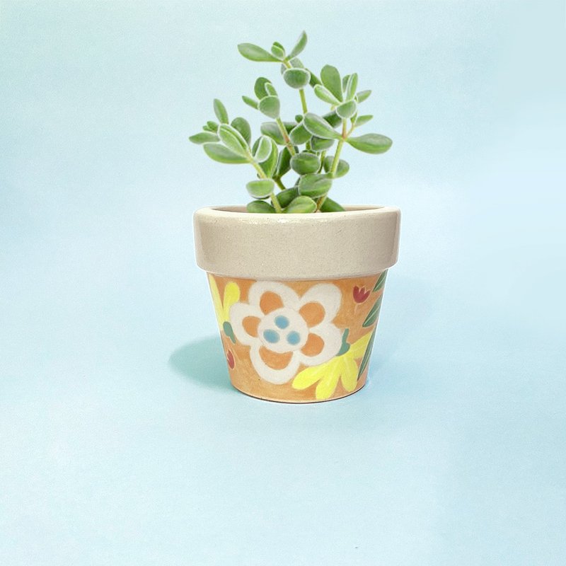 HAND-MADE Lovely little flower pile (Orange) Plant Pot - 盆栽/植栽 - 陶 