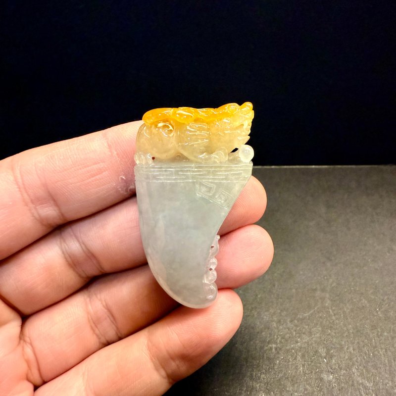 瀚玉珠寶 天然緬甸玉 蜜糖黃貔貅墜 仿古墜 黃翡翡翠 天然A貨翡翠 - 其他 - 玉石 