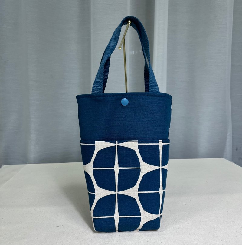 環保飲料散步包 - 防潑水內裏 可手提/肩側背 - 藍色系1 - 側背包/斜背包 - 棉．麻 藍色