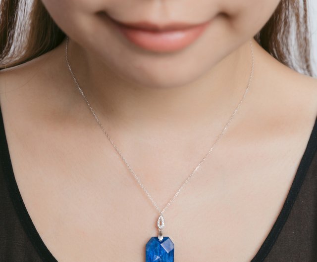 ブルーカイヤナイト43.０センチ.プラス18.０センチビーズネックレス！ カイヤナイト半透明ブルークリスタルキャッツアイ石シリーズ