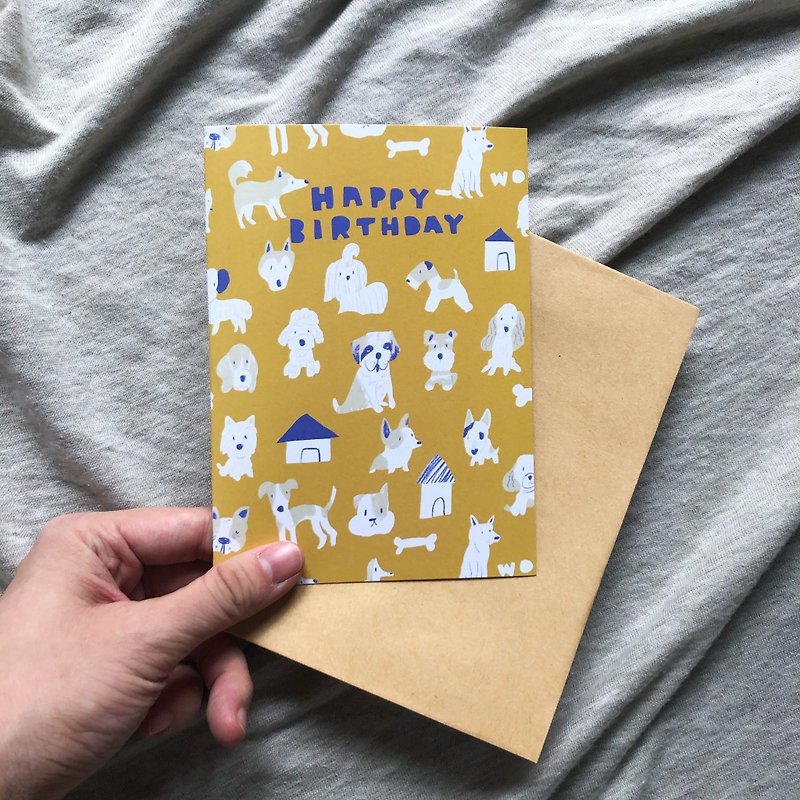 Dogs birthday card dogs big collection - การ์ด/โปสการ์ด - กระดาษ สีนำ้ตาล