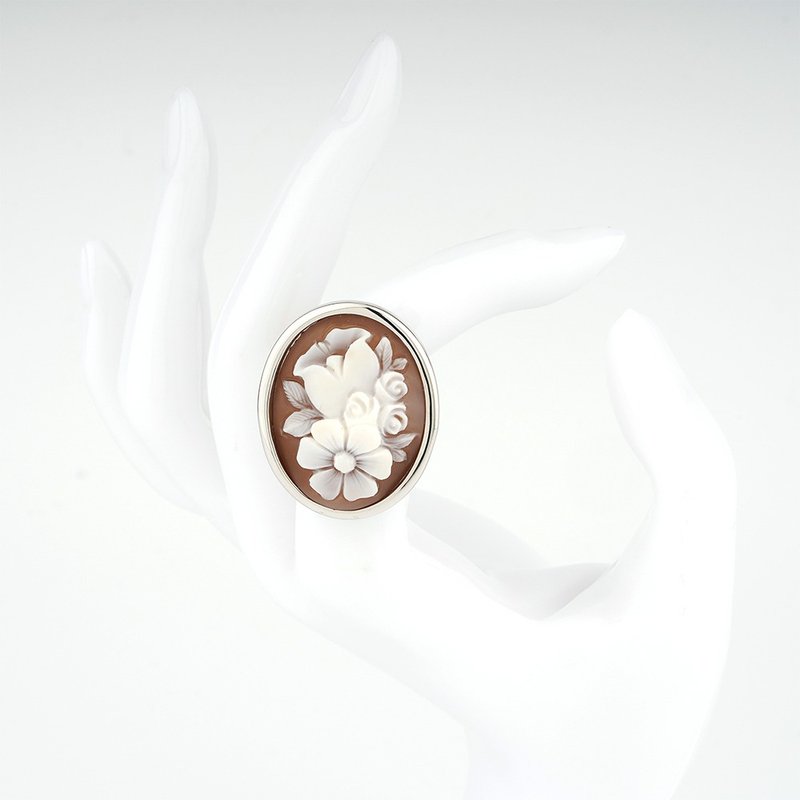 Italian Handmade Shell Carved Light Jewelry_CI_A21BB_3B - General Rings - Sterling Silver Silver