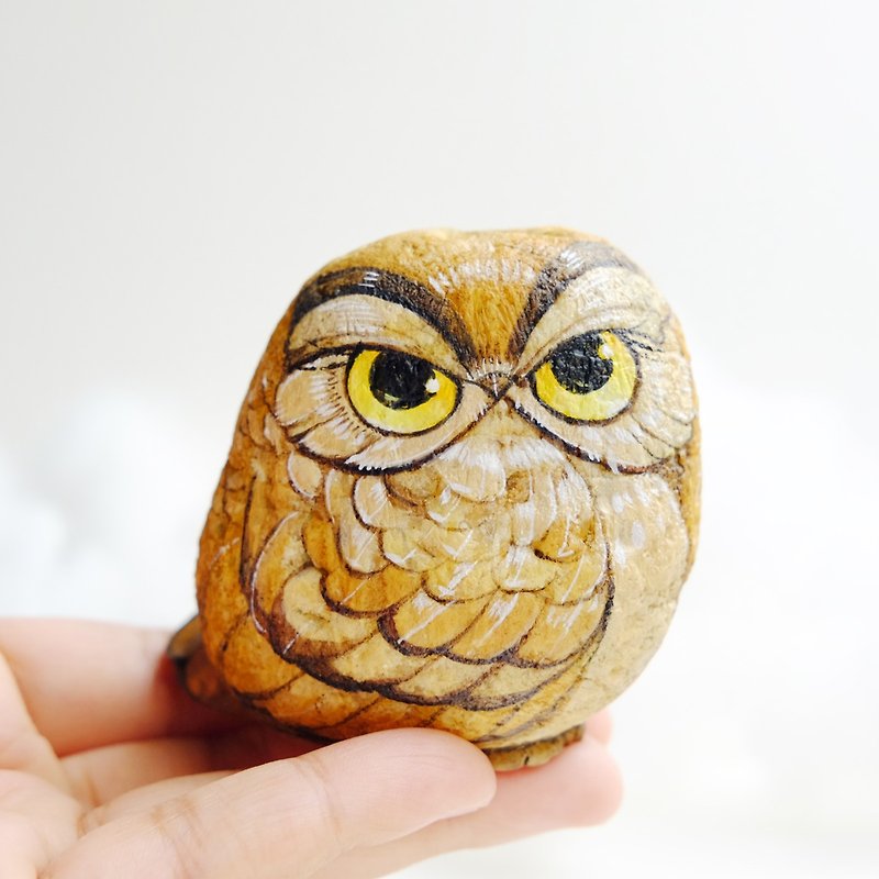 Owl doll stone painting,unique gift handmade.