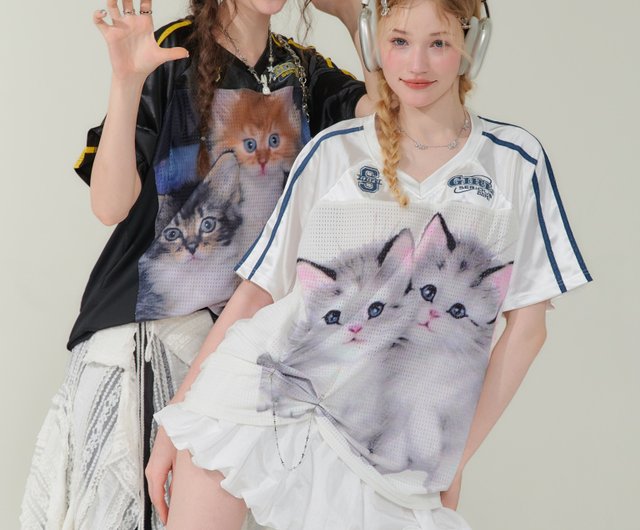 ziziFei 25SS | 猫プリントスポーツTシャツ - ショップ ziziFei