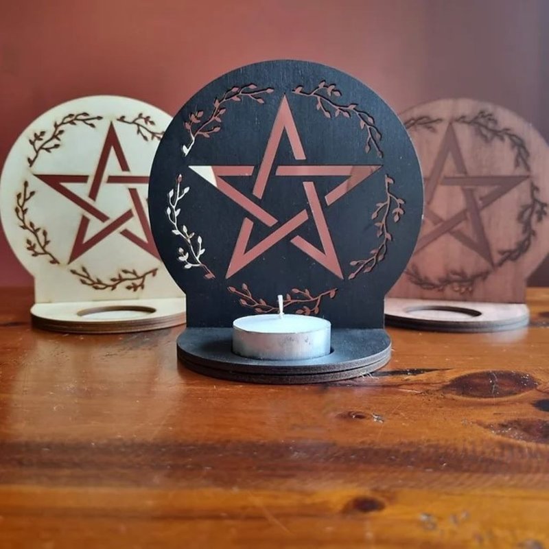 Candlestick-Pentagram style - Items for Display - Wood 