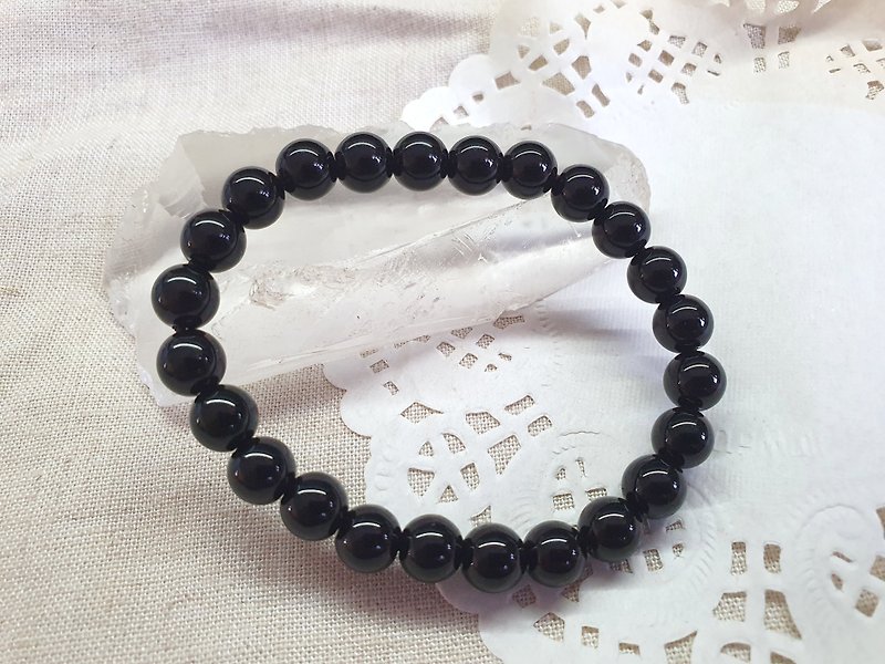 CJ62. obsidian hand beads - Bracelets - Semi-Precious Stones Black
