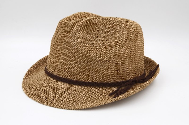 【紙布家】日式紳士帽網紋 咖啡色 - 帽子 - 紙 咖啡色