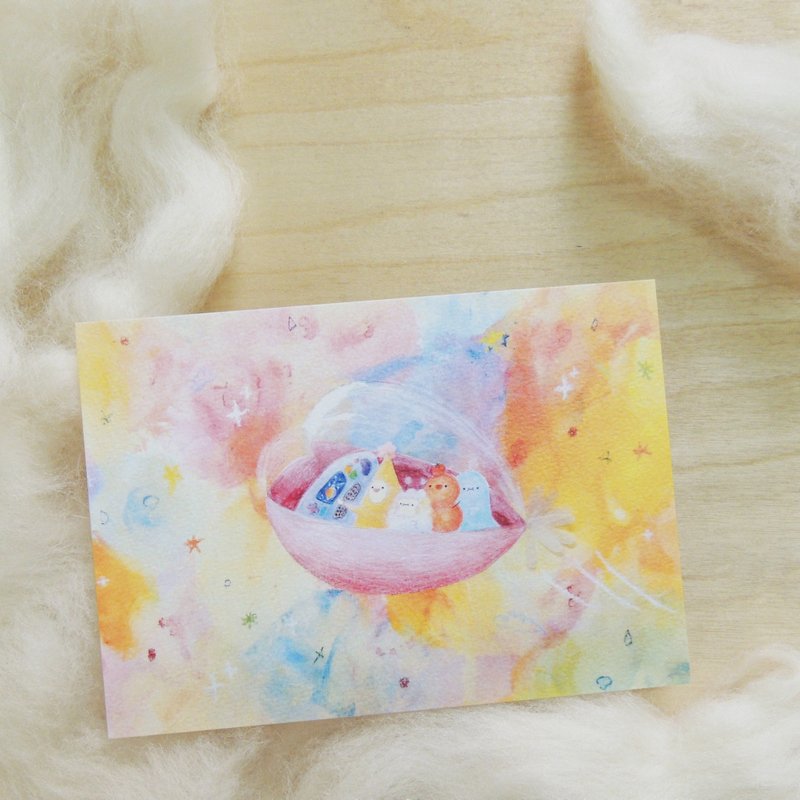 愛心飛船－黃蕉星明信片 - 心意卡/卡片 - 紙 多色