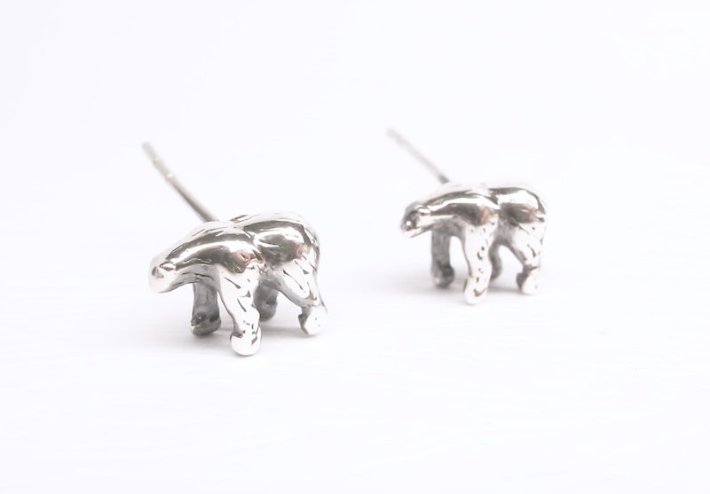 Ermao Silver[Animal Series─Polar Bear-Ear Acupuncture] Silver - ต่างหู - เงิน สีเงิน