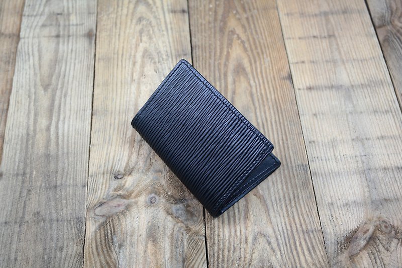 APEE handmade leather business card holder ~ ~ ~ black water ripples - Card Holders & Cases - Genuine Leather Black