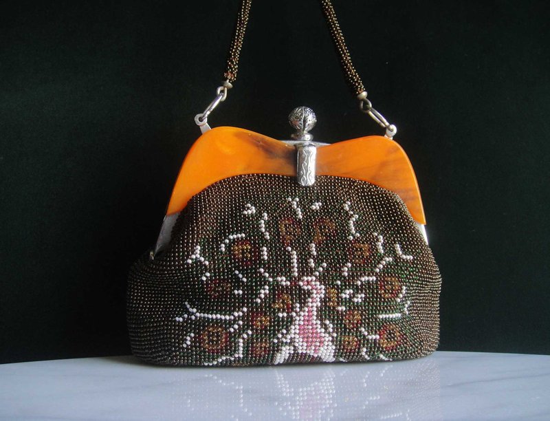 Glorious Era OLD ERA _Early second-hand handmade lady bead bag made in Taiwan - กระเป๋าถือ - วัสดุอื่นๆ 