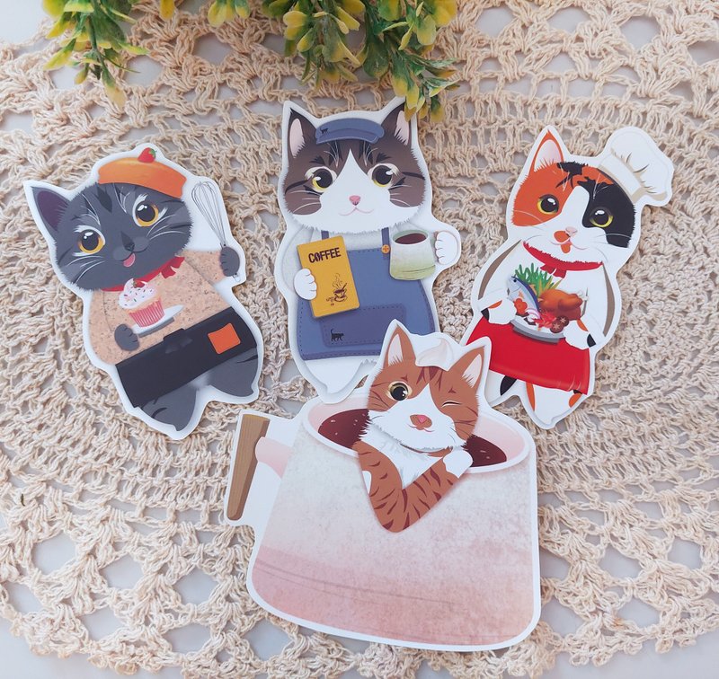 Professional Cat Illustration Sticker - Stickers - Waterproof Material Multicolor