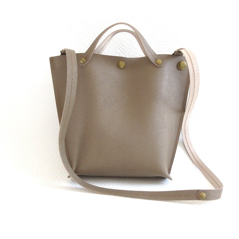 Easy to Carry, Cowhide, 2-WAY Shoulder Bag, Micro Shrink, Beige, 0152 - กระเป๋าแมสเซนเจอร์ - หนังแท้ สีนำ้ตาล