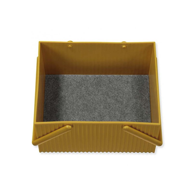 [Hachiman Chemical] omnioffre Portable Stackable Square Storage Box L Mustard Yellow - กล่องเก็บของ - เส้นใยสังเคราะห์ สีเหลือง