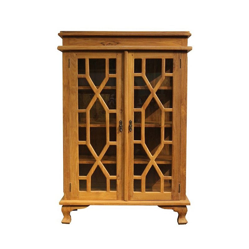 JatiLiving, Jidi City | Teak classical style glass double door display cabinet storage cabinet KLK-19 - เฟอร์นิเจอร์อื่น ๆ - ไม้ 