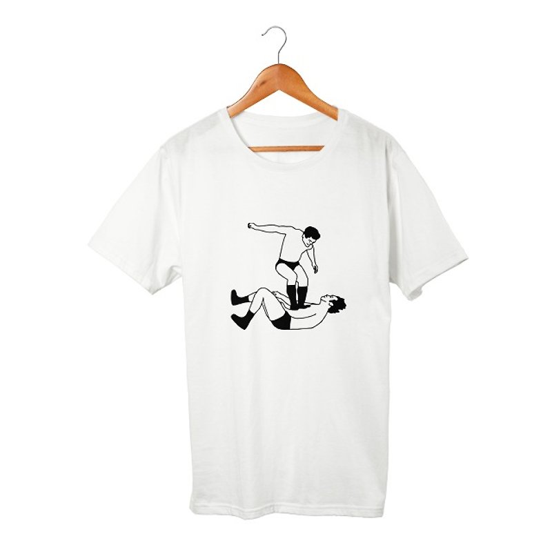 フットスタンプ T-shirt - 帽T/大學T - 棉．麻 白色