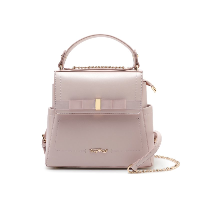 織帶蝴蝶結側孭兩用背包 - 側背包/斜背包 - 人造皮革 粉紅色