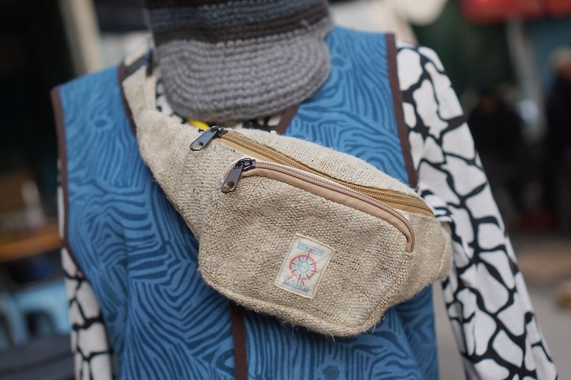 EARTH.er │ big backpack waist linen (natural color) ● Hemp Waist Bag (Natural) │ :: :: Hong Kong original design brand - กระเป๋าแมสเซนเจอร์ - ผ้าฝ้าย/ผ้าลินิน สีกากี
