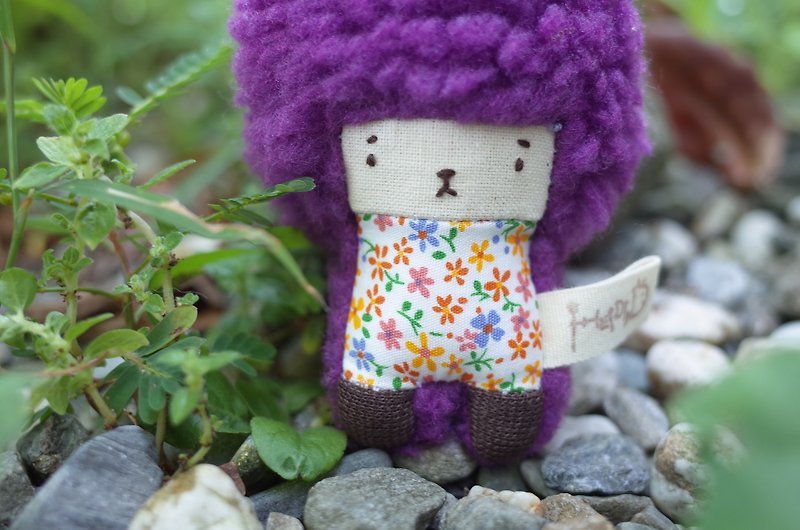 Dora rabbit - grape hair color -132 orange flowers - Keychains - Cotton & Hemp Purple