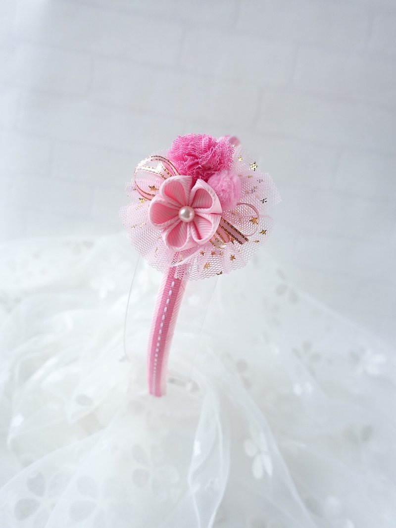 Headwear-Japanese style flower headband headband (pink) - เครื่องประดับผม - วัสดุอื่นๆ สึชมพู